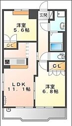 JR横浜線 小机駅 徒歩18分の賃貸アパート 2階2LDKの間取り