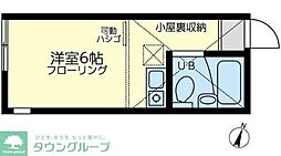 ユナイト川崎リベルタージ 2階ワンルームの間取り