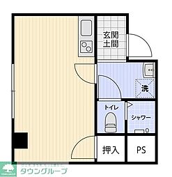 プルメリア中丸 2階ワンルームの間取り