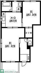 イースタンパレス大倉山 2DKの間取図画像