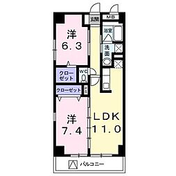 ピオニー 2LDKの間取図画像