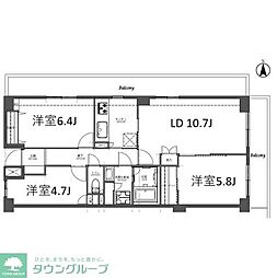 アプリーレ日吉本町 3LDKの間取図画像