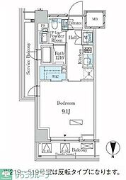 ラティエラ武蔵小杉 1Kの間取図画像