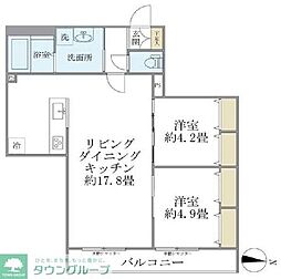ヒル・シャンス大倉山 2LDKの間取図画像
