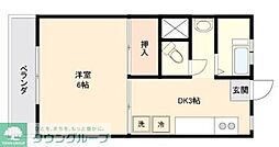 日吉第三コーポB棟 1Kの間取図画像