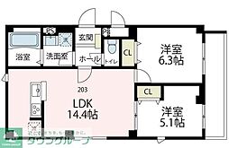 シェノン豊岡 2LDKの間取図画像