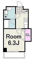 R+3 1Kの間取図画像
