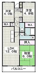 オーバーヒルズ壱番館 3LDKの間取図画像