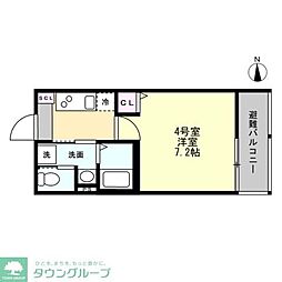 Felice元住吉 1Kの間取図画像
