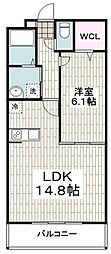 デュッセル二俣川 1LDKの間取図画像