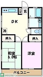 ラ・ホンテ1 2DKの間取図画像