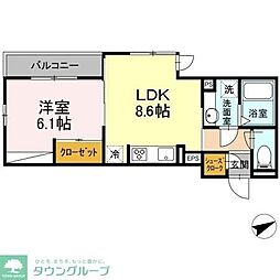 ロイヤルキング 1LDKの間取図画像