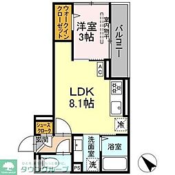 D Paina西寺尾 1LDKの間取図画像