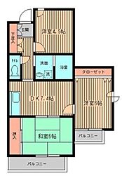 シティーコート矢向 3DKの間取図画像