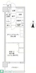 エヴァーグリーン新羽 1DKの間取図画像