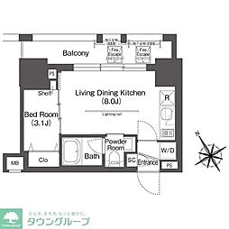 BluRock後楽園 1LDKの間取図画像