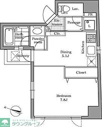レジディア文京千石 10階1DKの間取り