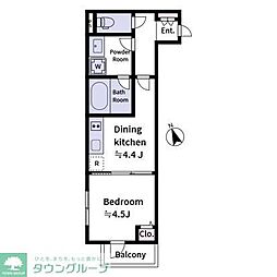 Laviere上中里 4階2Kの間取り