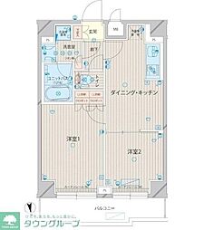 東武東上線 上板橋駅 徒歩10分の賃貸マンション 5階2DKの間取り