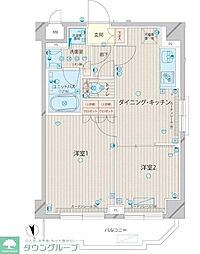東武東上線 上板橋駅 徒歩10分の賃貸マンション 5階2DKの間取り