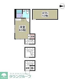 雑司が谷flats 3階ワンルームの間取り