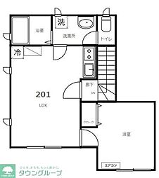 西武池袋線 椎名町駅 徒歩4分の賃貸アパート 2階1LDKの間取り