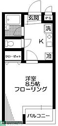 西武池袋線 東長崎駅 徒歩8分の賃貸マンション 1階1Kの間取り