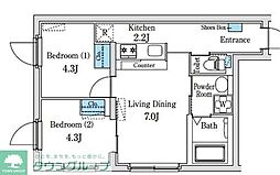 Ｆｉｋａ池袋 4階2DKの間取り