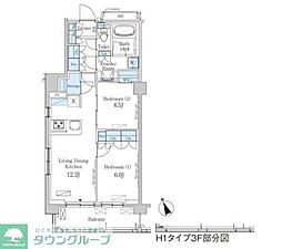 パークアクシス駒込ヒルトップ 2LDKの間取図画像