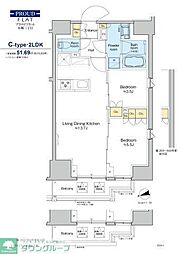 プラウドフラット本郷三丁目 2LDKの間取図画像