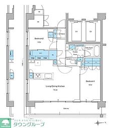新宿区高田馬場3丁目マンション 2LDKの間取図画像
