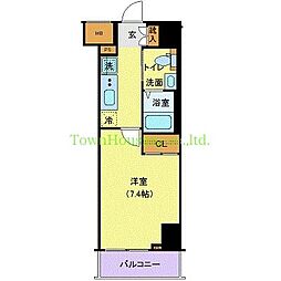東急東横線 都立大学駅 徒歩13分の賃貸マンション 8階1Kの間取り