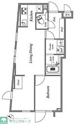 東急東横線 都立大学駅 徒歩8分の賃貸マンション 4階1SLDKの間取り
