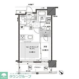東急目黒線 武蔵小山駅 徒歩8分の賃貸マンション 8階1LDKの間取り