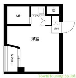 東急東横線 学芸大学駅 徒歩4分の賃貸マンション 1階ワンルームの間取り