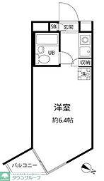 東急東横線 中目黒駅 徒歩15分の賃貸マンション 2階ワンルームの間取り