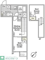 東急目黒線 武蔵小山駅 徒歩5分の賃貸マンション 2階3Kの間取り