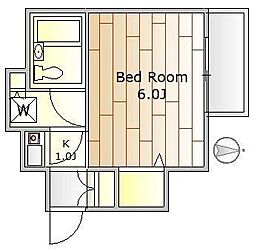 東急東横線 祐天寺駅 徒歩13分の賃貸マンション 3階1Kの間取り