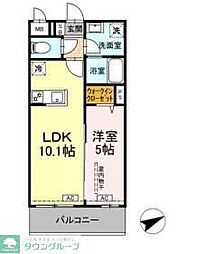 都営浅草線 西馬込駅 徒歩4分の賃貸マンション 1階1LDKの間取り