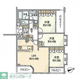都営浅草線 馬込駅 徒歩13分の賃貸マンション 2階3LDKの間取り