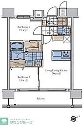JR京浜東北・根岸線 大森駅 徒歩5分の賃貸マンション 13階2LDKの間取り
