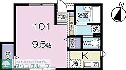 東急東横線 自由が丘駅 徒歩16分の賃貸アパート 1階1Kの間取り