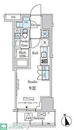 東京メトロ日比谷線 広尾駅 徒歩14分の賃貸マンション 10階ワンルームの間取り