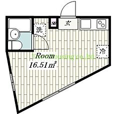 東急東横線 学芸大学駅 徒歩13分の賃貸マンション 4階ワンルームの間取り