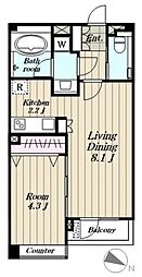 東急田園都市線 三軒茶屋駅 徒歩10分の賃貸マンション 4階1LDKの間取り