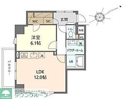 東京臨海高速鉄道りんかい線 大井町駅 徒歩10分の賃貸マンション 5階1LDKの間取り