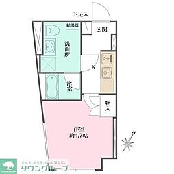 JR京浜東北・根岸線 大井町駅 徒歩6分の賃貸マンション 1階1Kの間取り
