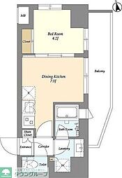 都営浅草線 戸越駅 徒歩6分の賃貸マンション 2階1DKの間取り