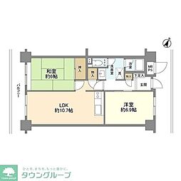 東急池上線 久が原駅 徒歩15分の賃貸マンション 2階2LDKの間取り