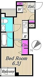 東急田園都市線 用賀駅 徒歩8分の賃貸マンション 1階1Kの間取り